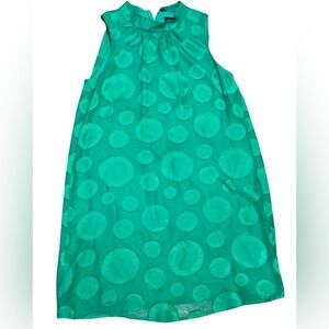 DKNY Apple Green Polka‎ Dot Dress Size 10 Retro Chic Halter Bow Midi